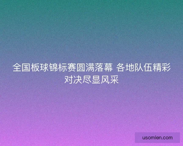 全国板球锦标赛圆满落幕 各地队伍精彩对决尽显风采